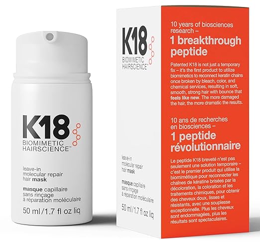 K18 Leave-In Molecular Hair Mask, Repairs Dry or Damaged Hair, Reverse Hair Dama